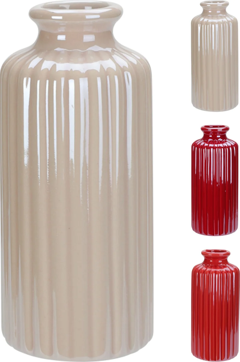 VASE MIT RELIEF ELEKTROPLATTIERT D7 H15CM 3 FARBLICH SORTIERT