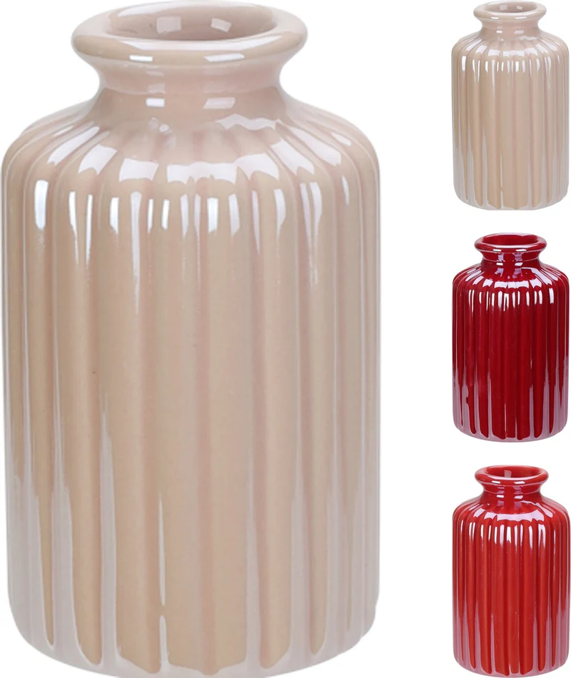 VASE MIT RELIEF ELEKTROPLATTIERT D6 H10CM 3 FARBLICH SORTIERT