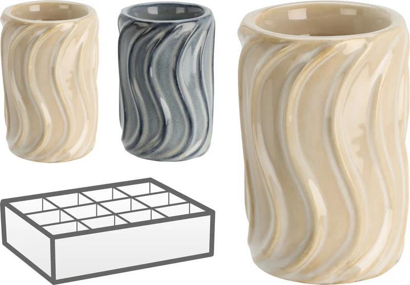 TEELICHTHALTER SWIRL KERAMIK D7,5 H11,3CM 2 SORTIERT