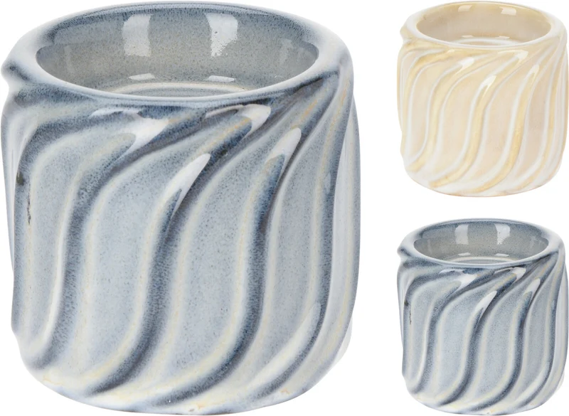 TEELICHTHALTER SWIRL KERAMIK D8 H7CM 2 SORTIERT