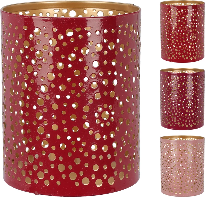 TEELICHTHALTER 8X10CM METALL 3FACH SORTIERT ''ROSA''