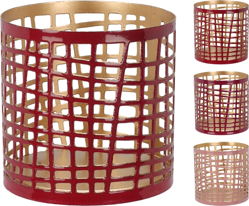 TEELICHTHALTER 6X6CM METALL 3FACH SORTIERT ''ROSA''