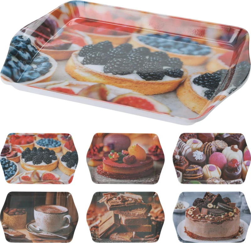 SERVIERTELLER MELAMIN MIT DRUCK 21x14x1,5CM 6 ASSORTION