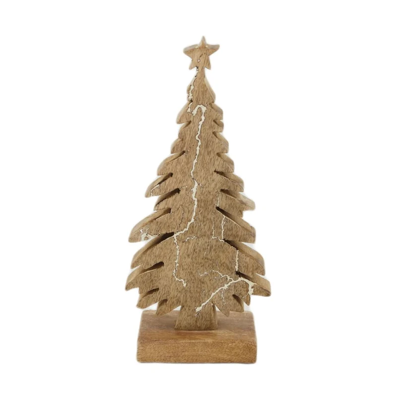 Baum Mangoholz 11x6x22cm Natur/Weiß