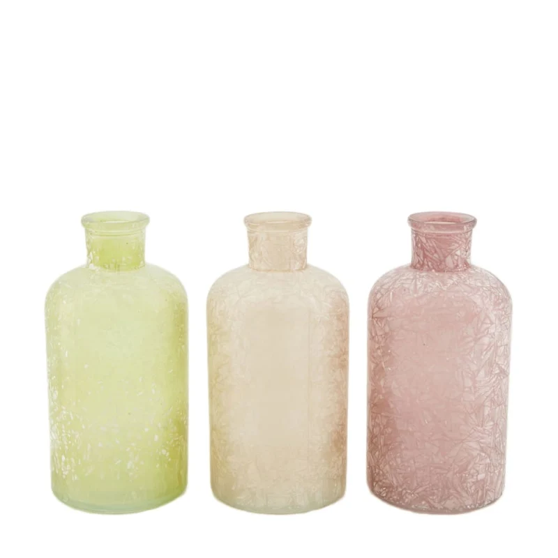 Glasflasche 8x8x16cm 3 Gemischt rosa