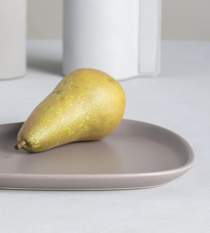 LIND DNA Curve Stoneware Frühstücksteller warm grey