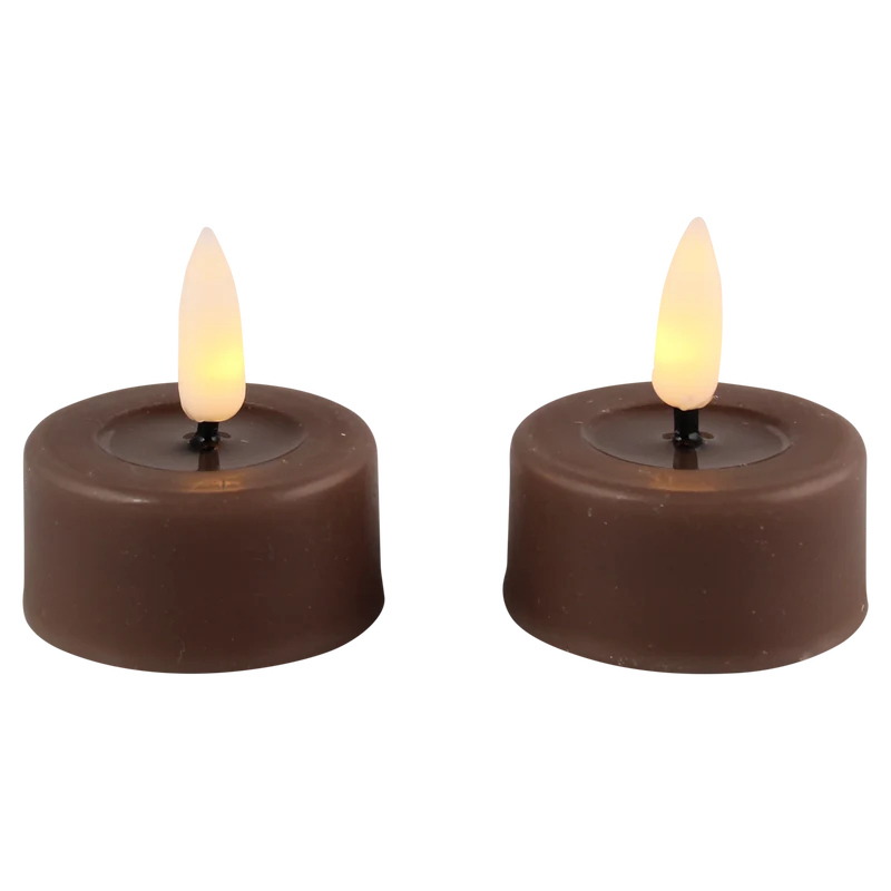 LED Teelicht Schmelz taupe Set/2 mit Timer (inkl. Batterien)
