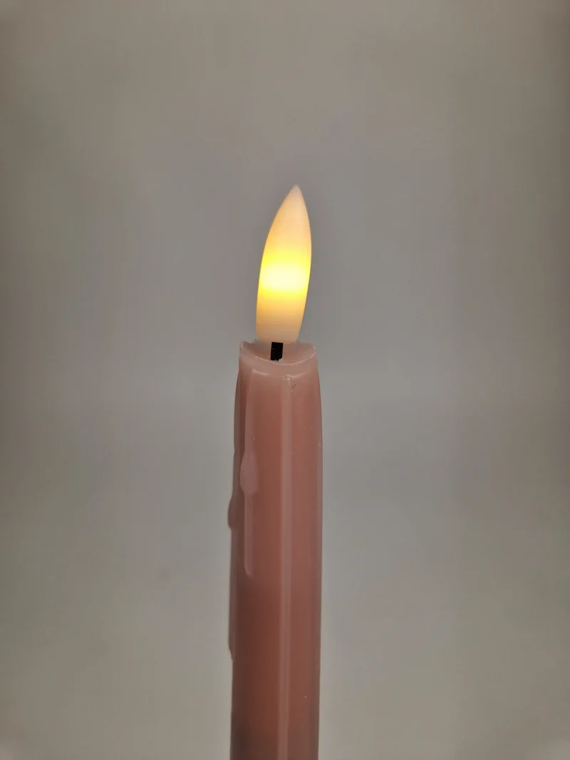 LED-Tropfenkerze 24cm hellrosa Set/2 (exkl. 2xAAA)