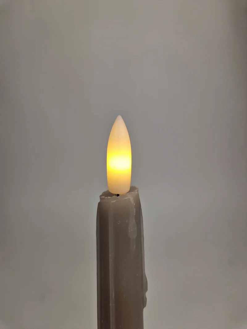 LED-Tropfenkerze 24cm grau Set/2 (exkl. 2xAAA)