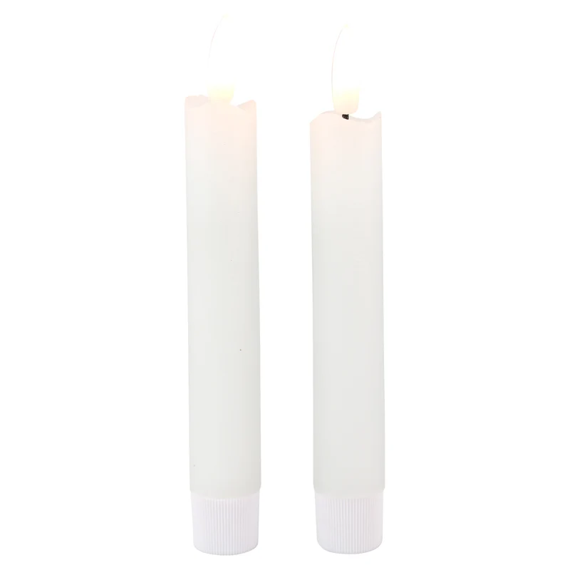 LED-Dinnerkerze 15cm rustikal weiss Set/2 mit Timer (exkl. 1xAAA)