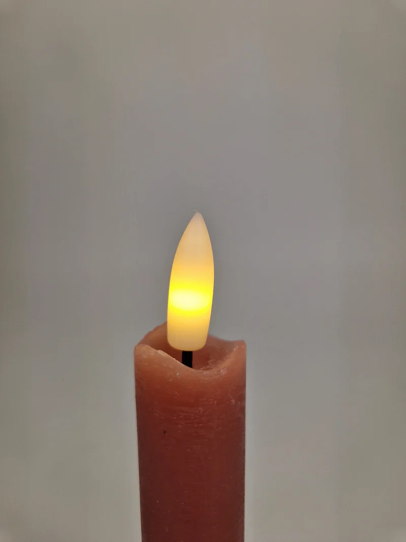 LED-Dinnerkerze 15cm rustikal altrosa Set/2 mit Timer (exkl. 1xAAA)