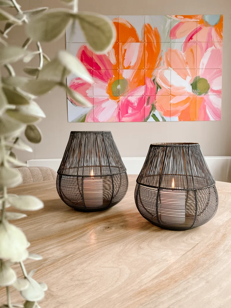 DRAHTLAMPE L MILLER GRAU/GOLD 20X20X20,5 CM