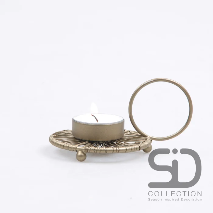TEELICHTHALTER DRAHT METALL GOLD 11X8X6 CM