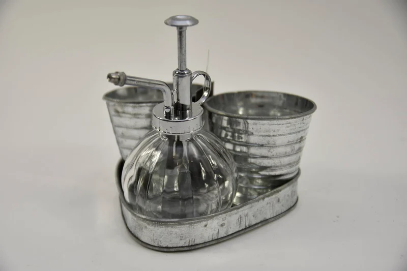 Laterne Bravo L Zink/Stange mit Jutegriff D14 H13/32cm