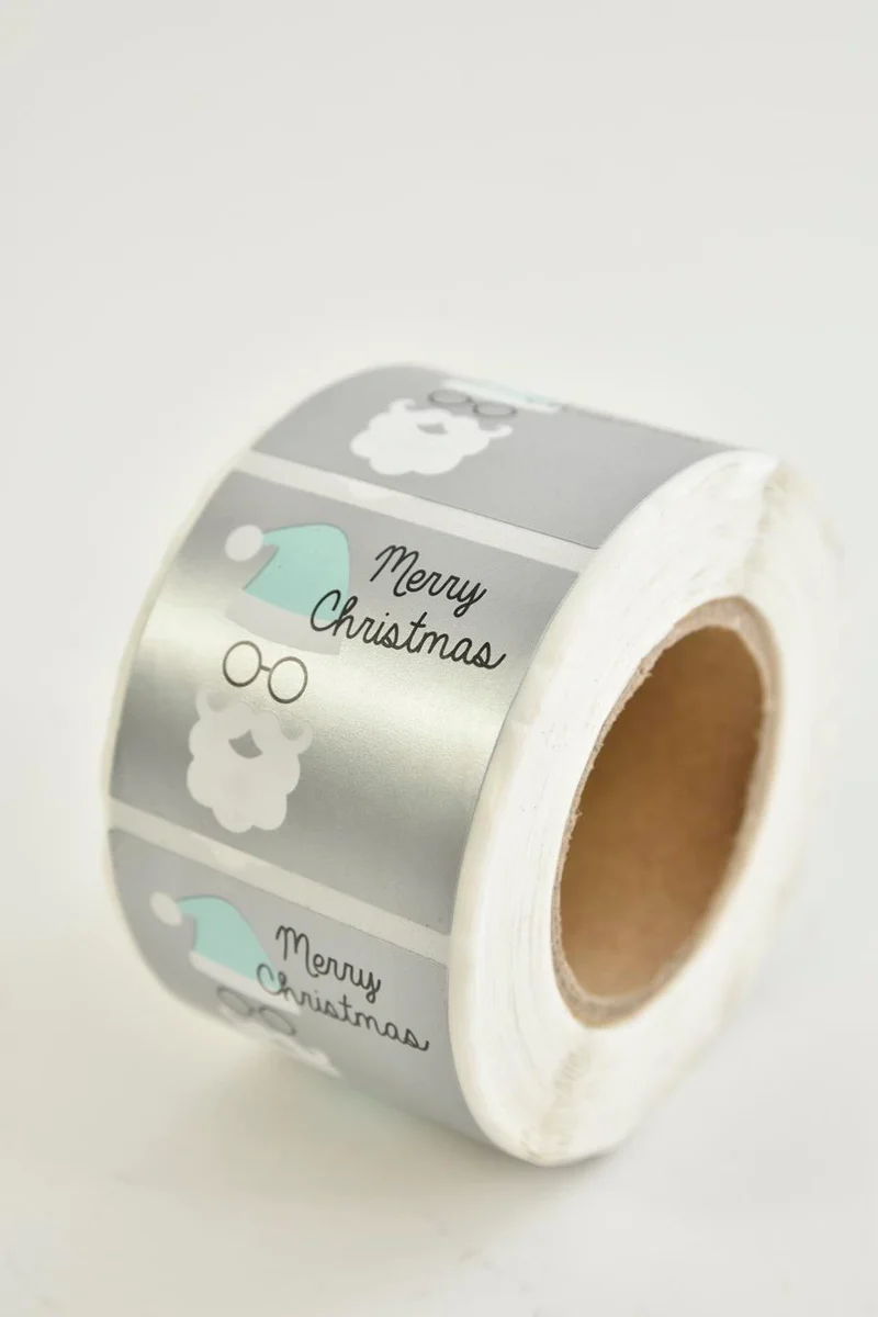 Rol etiket Merry Christmas (kerstbal) 500 stuks