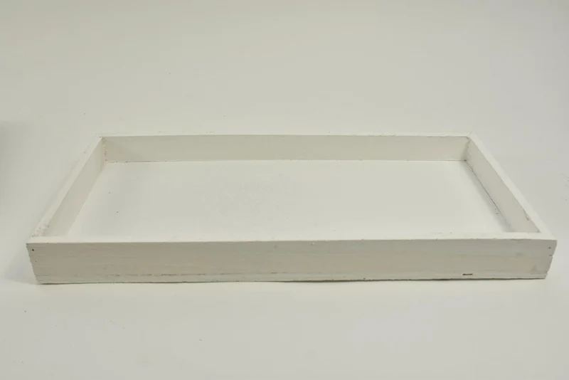 Holztablett/Pflanzgefäß Rechteck weiß-wash 30x9x6cm