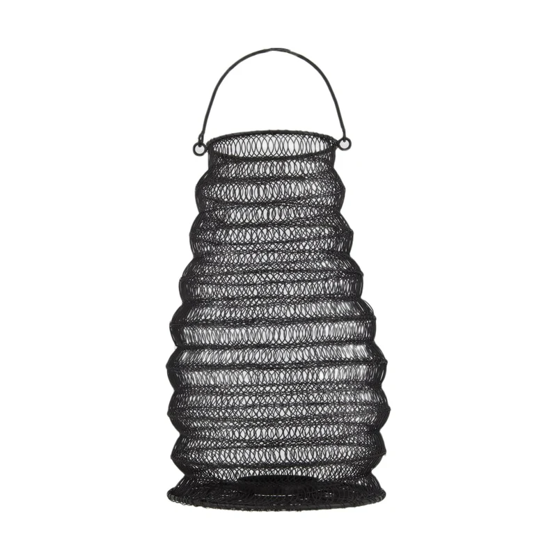 Laterne Metall mit Griff 20x20x33.5cm Schwarz