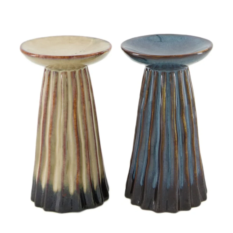 Kerzenständer Keramik 9.2x9.2x16cm 2 Gemischt grau
