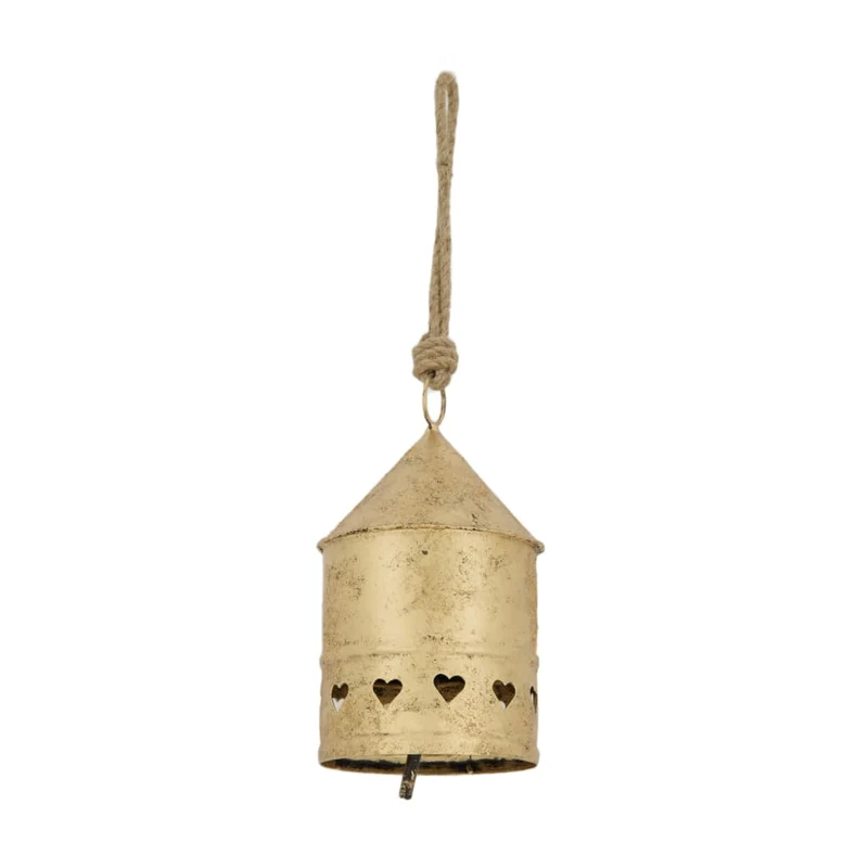 Glocke Metall 12x12x23cm Antik gold