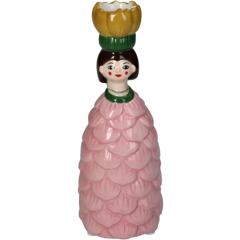 Kerzenhalter Blumenmädchen Dolomit Rosa 6.2x6.3x17.9cm