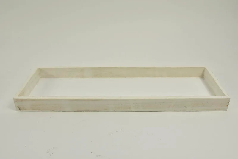 Holztablett Rechteck weiß-wash 60x20x4cm
