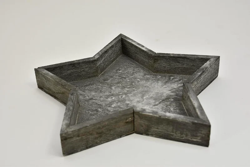 Holztablett Stern grau-wash 40x40x3cm