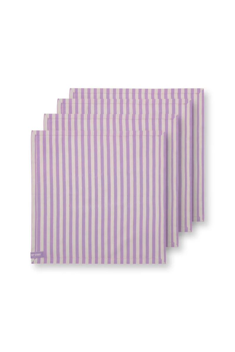 PIP STUDIO Lily&Lotus Stripes Servietten lila 40x40cm 4 Stück