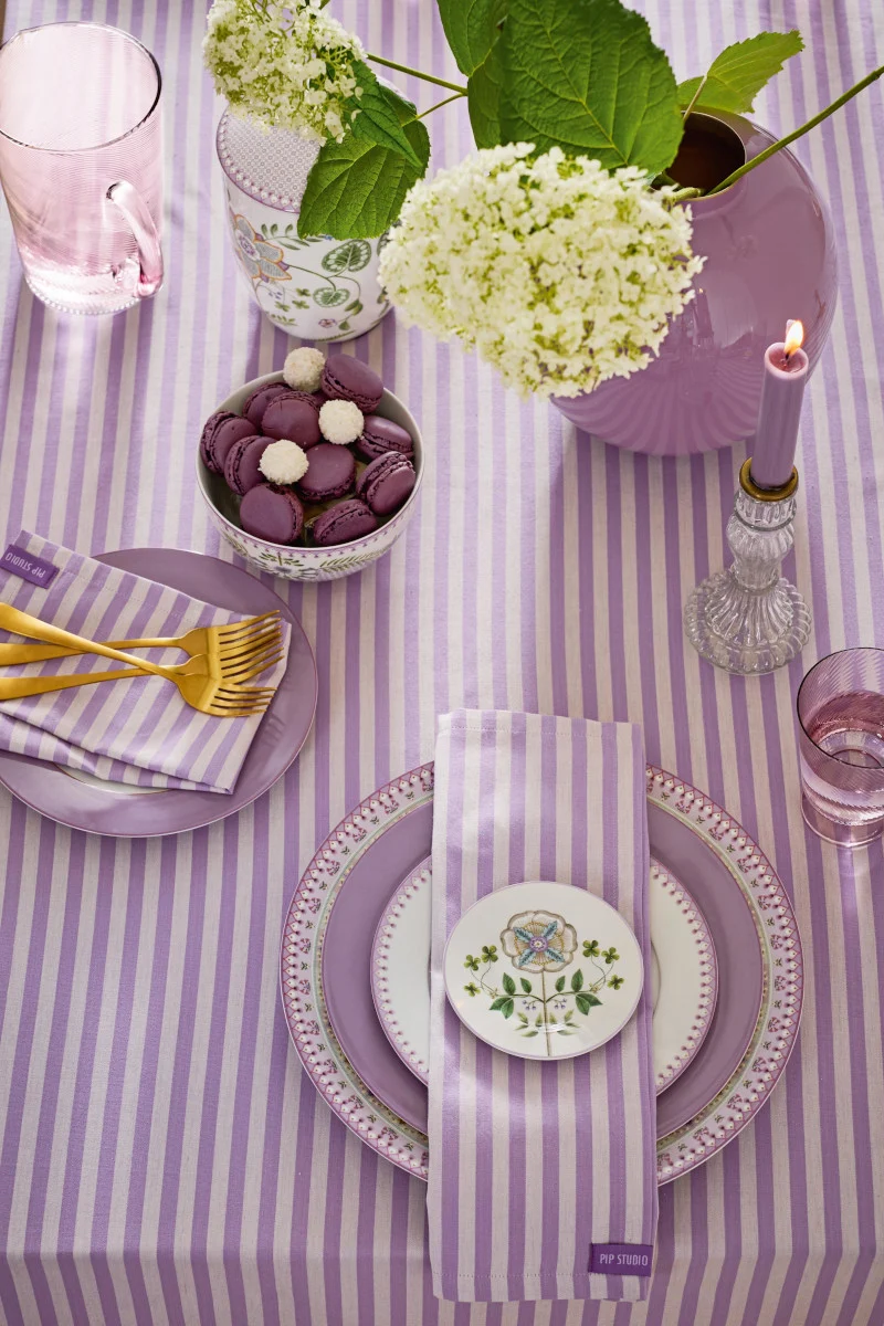PIP STUDIO Lily&Lotus Stripes Servietten lila 40x40cm 4 Stück