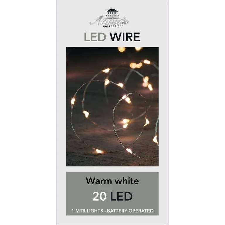 LED INDOOR SILBER DRAHT 100L/5M LED WARMWEISS - FUNKTIONIERT MIT 3XAA