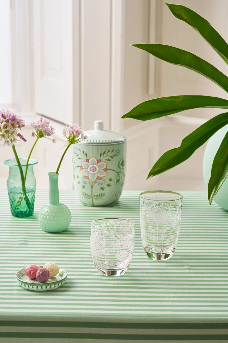 PIP STUDIO Flower White Longdrinkglas 400ml Set2