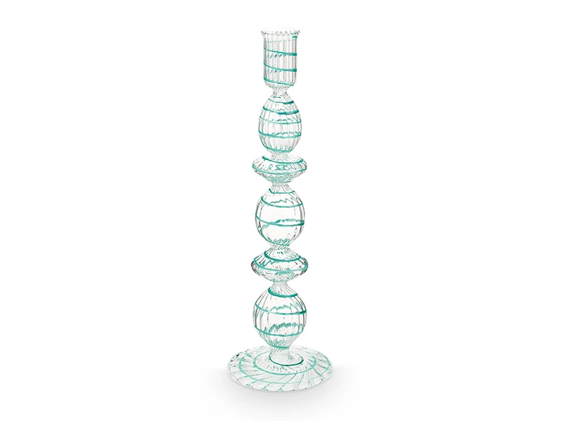 PIP STUDIO Swirl Light Blue Glas Kerzenständer 28cm