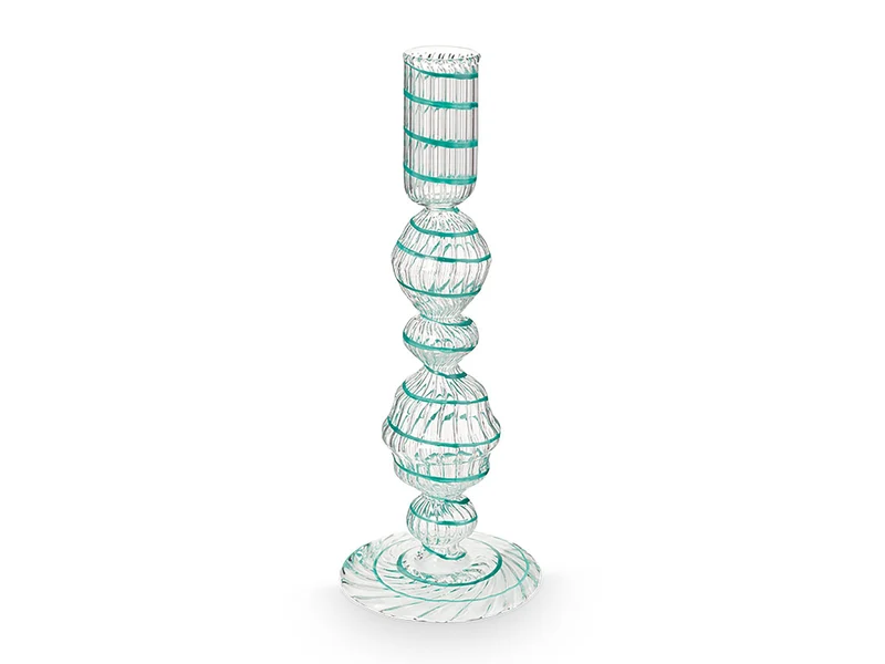 PIP STUDIO Swirl Light Blue Glas Kerzenständer 22cm