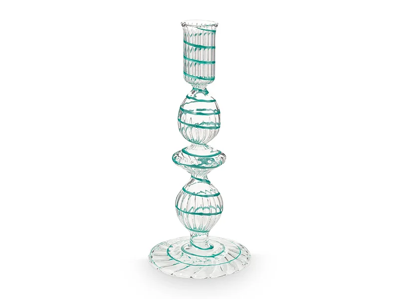 PIP STUDIO Swirl Light Blue Glas Kerzenständer 20cm