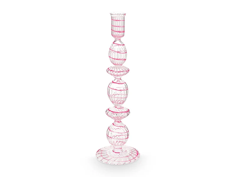 PIP STUDIO Swirl Pink Glas Kerzenständer 28cm