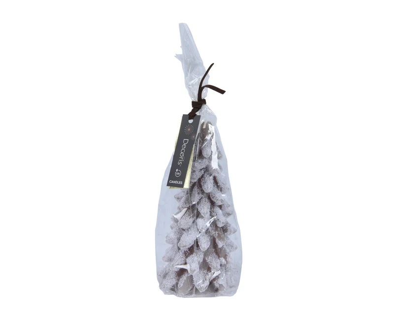 Kerze ''Baum'' Wachs hellbraun H12.5 D7cm in Verpackung