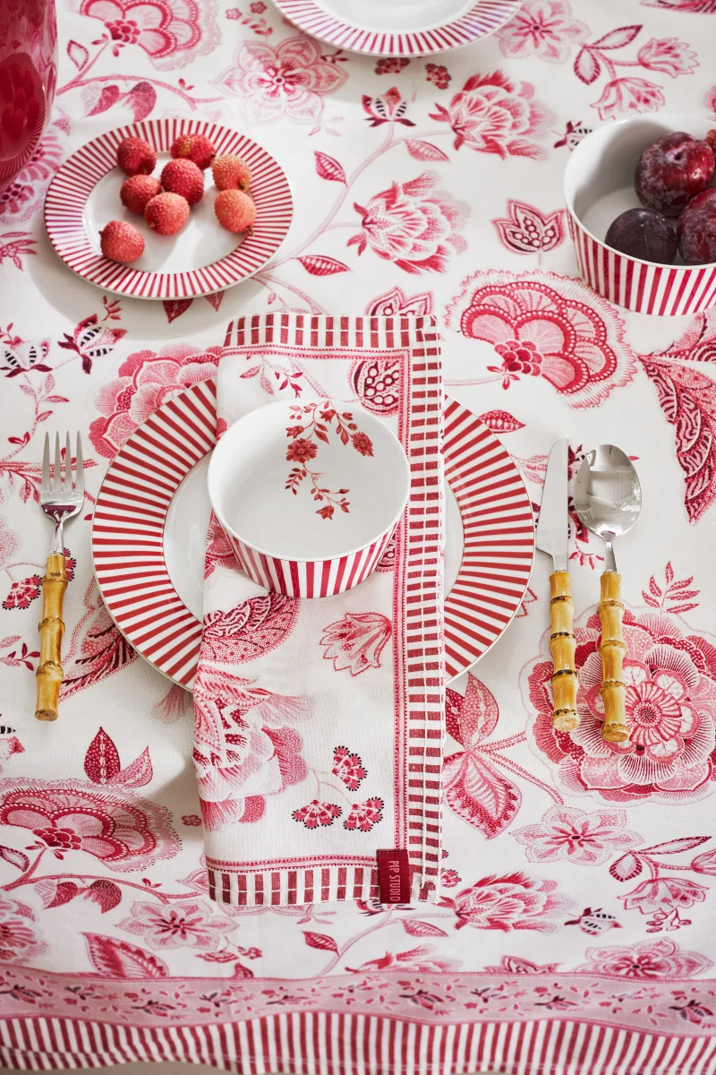 PIP STUDIO Royal Regal Flower Red Servietten 40x40cm Set4
