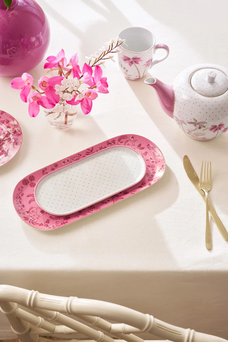 PIP STUDIO Jolie Dots Gold Pink Milch- und Zuckertablett 25x12cm
