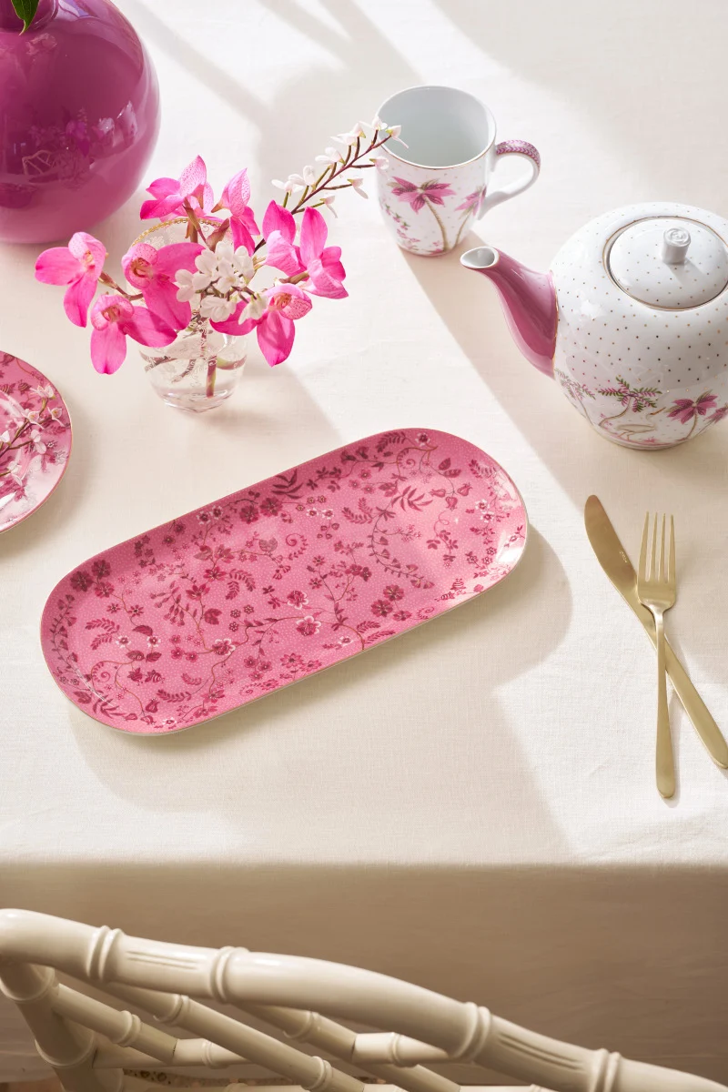 PIP STUDIO Jolie Flowers Pink Kuchenplatte 33,3x15,5cm