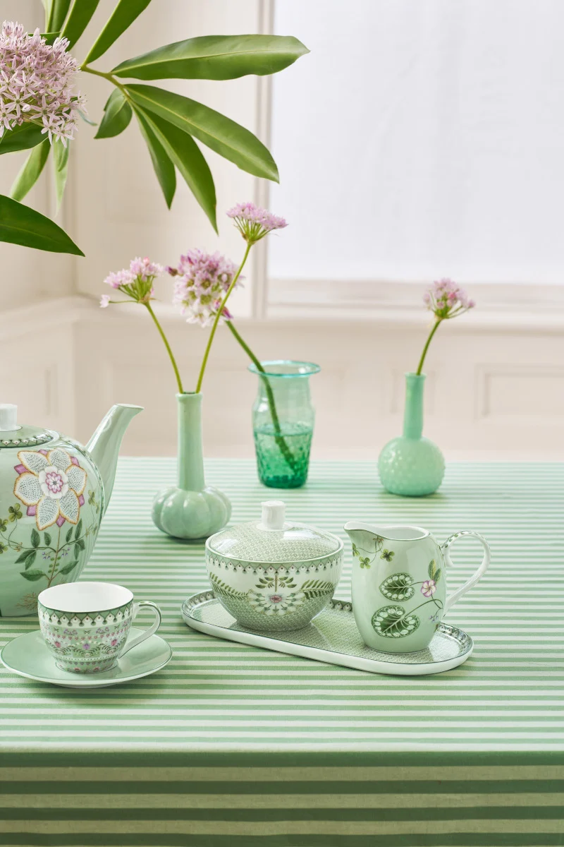 PIP STUDIO Lily&Lotus Tiles Light Green Milch- und Zuckertablett 25x12cm