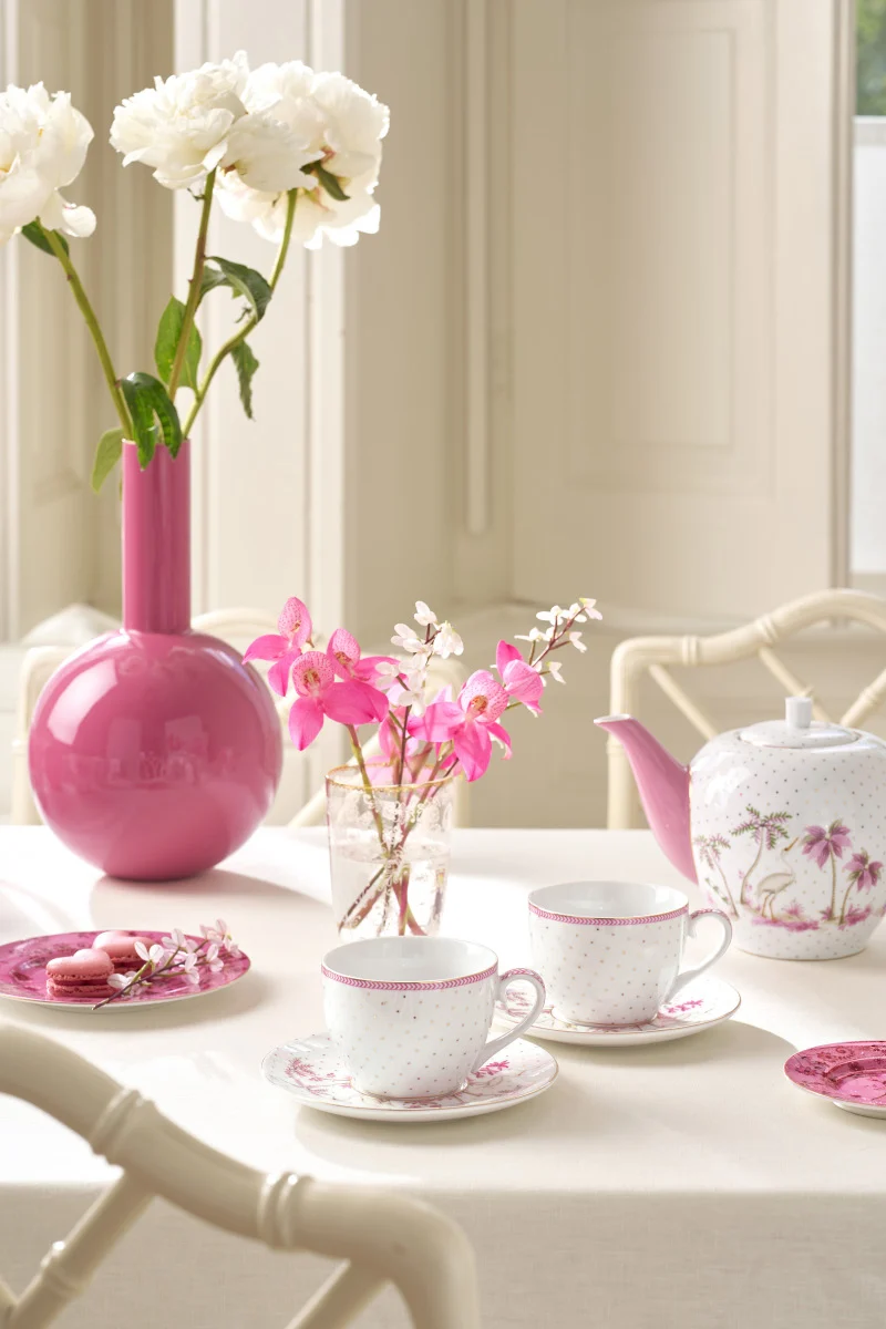 PIP STUDIO Jolie Dots Gold Pink Tasse mit Untertasse 280ml Set2
