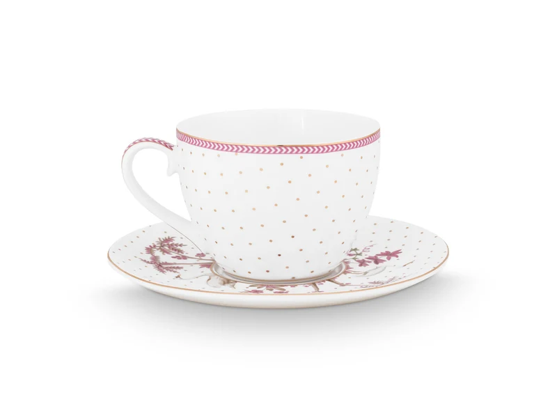 PIP STUDIO Jolie Dots Gold Pink Tasse mit Untertasse 280ml