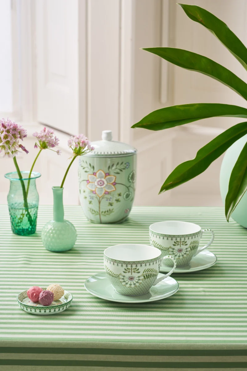 PIP STUDIO Lily&Lotus Light Green Tasse mit Untertasse 280ml Set2