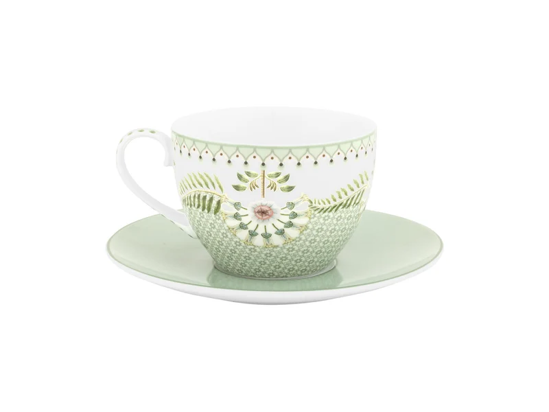 PIP STUDIO Lily&Lotus Tiles Light Green Tasse mit Untertasse 280ml