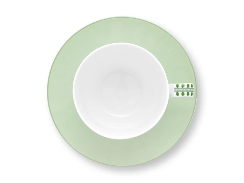 PIP STUDIO Lily&Lotus Tiles Light Green Tasse mit Untertasse 280ml