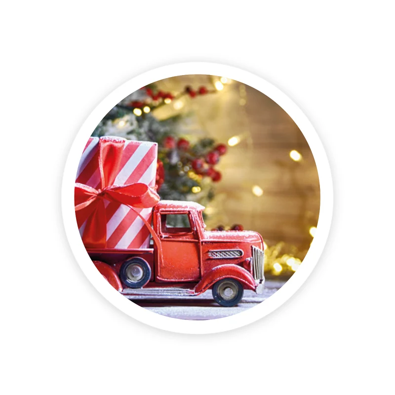 Rolle mit 100 Stickern - Weihnachten - Blanko-LKW
