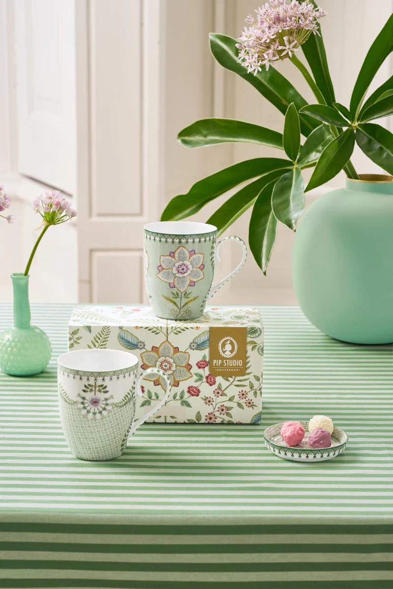 PIP STUDIO Lily&Lotus Light Green Becher 350ml Large Set2