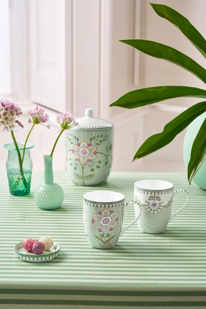 PIP STUDIO Lily&Lotus Light Green Becher 350ml Large Set2