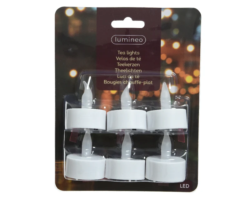Blister a 6 LED Teelicht BO indoor Flamme dia3.80 H4.60cm-1L