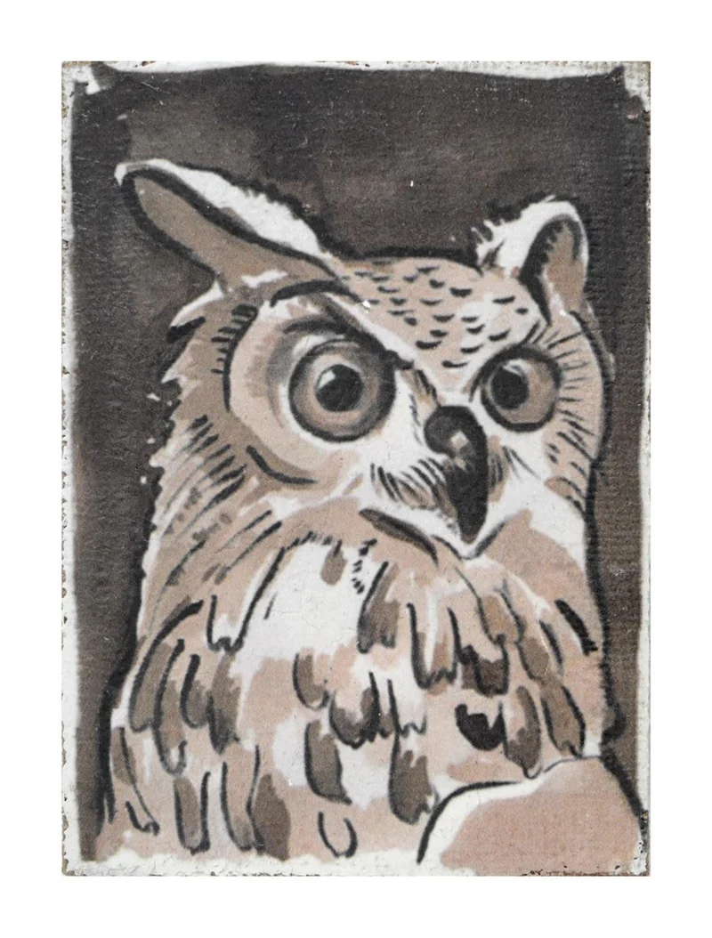 Leinen Wandbild "Eule" 15x21x2.5cm Multi
