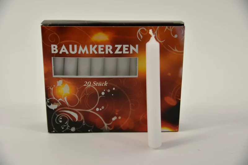 Weihnachtsbaumkerzen weiß Schachtel mit 20 Stück